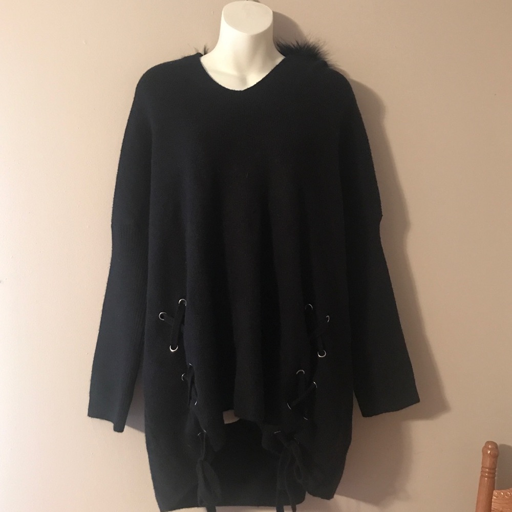 Rain+Rose Sweater Poncho With A Hood
